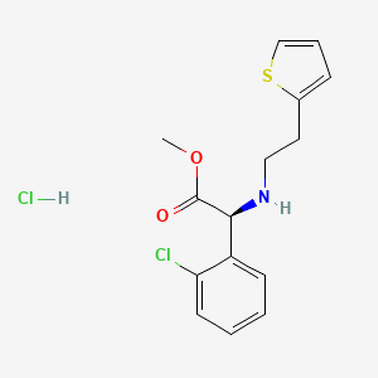 (D-(+)-Methyl-(2-thienylethamino)(2-chlorophenyl)acetate hydrochloride)
